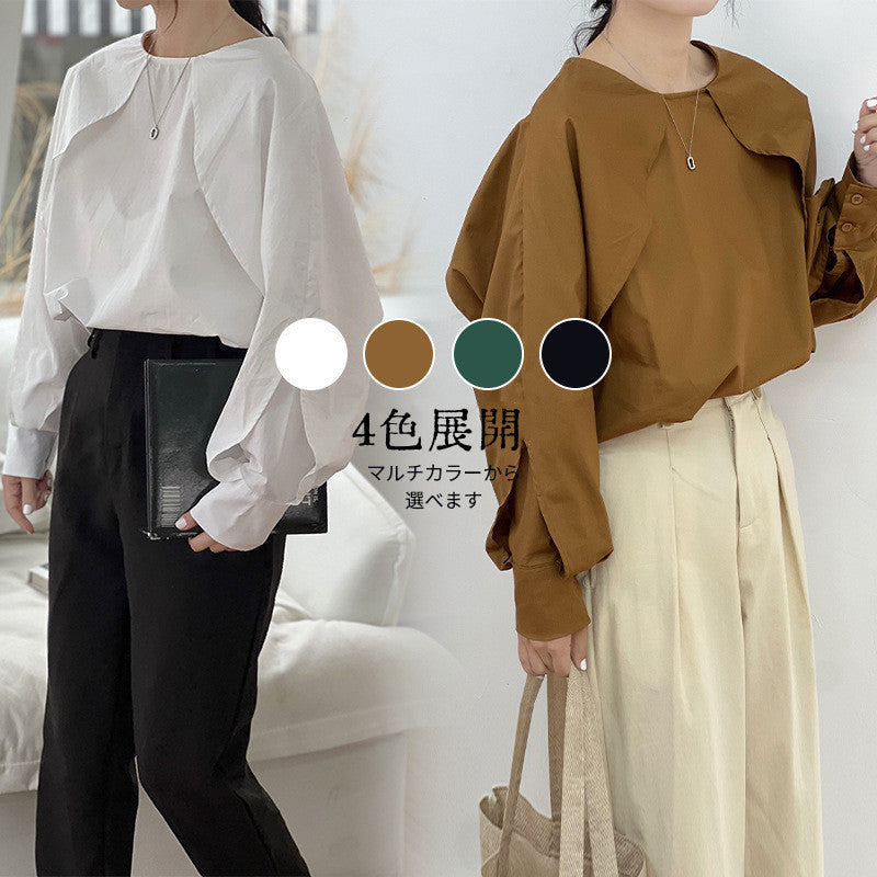 【Tops】4色展開プルオーバーブラウス W9423