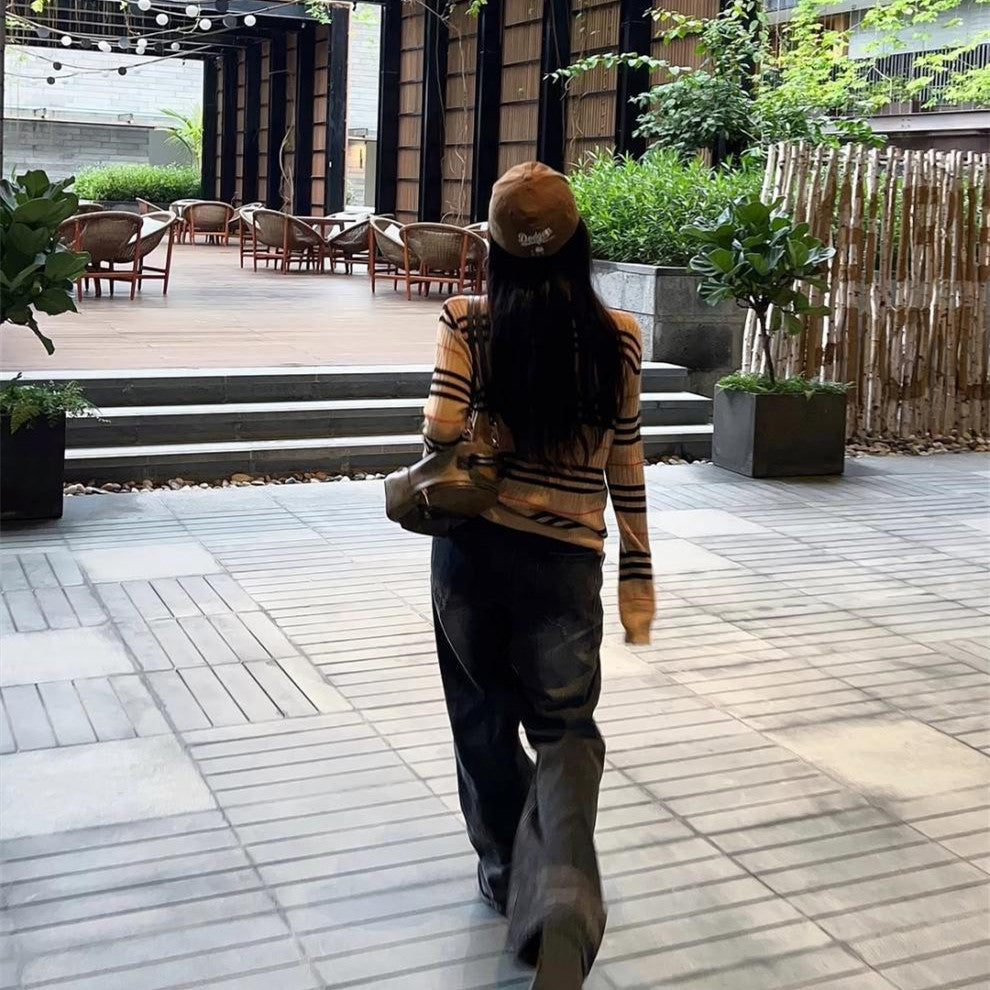 【Tops】Vネック春秋ニット W14047