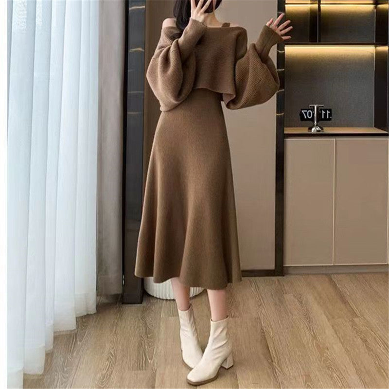 【Set】新入荷~ニット2点セット セーター + ノースリーブワンピ Z-6300