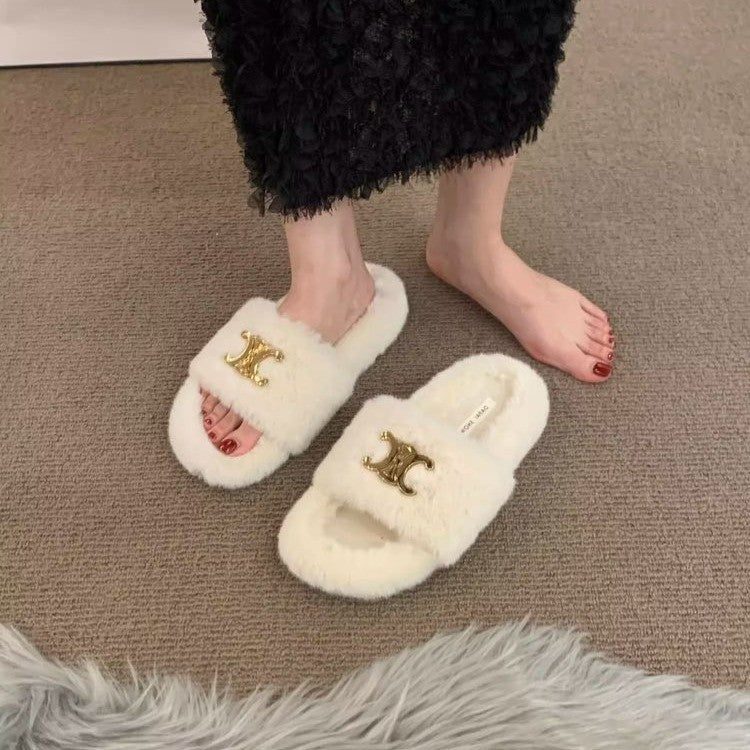 【Shoes】可愛いファースリッパ3色展開 Z-6429