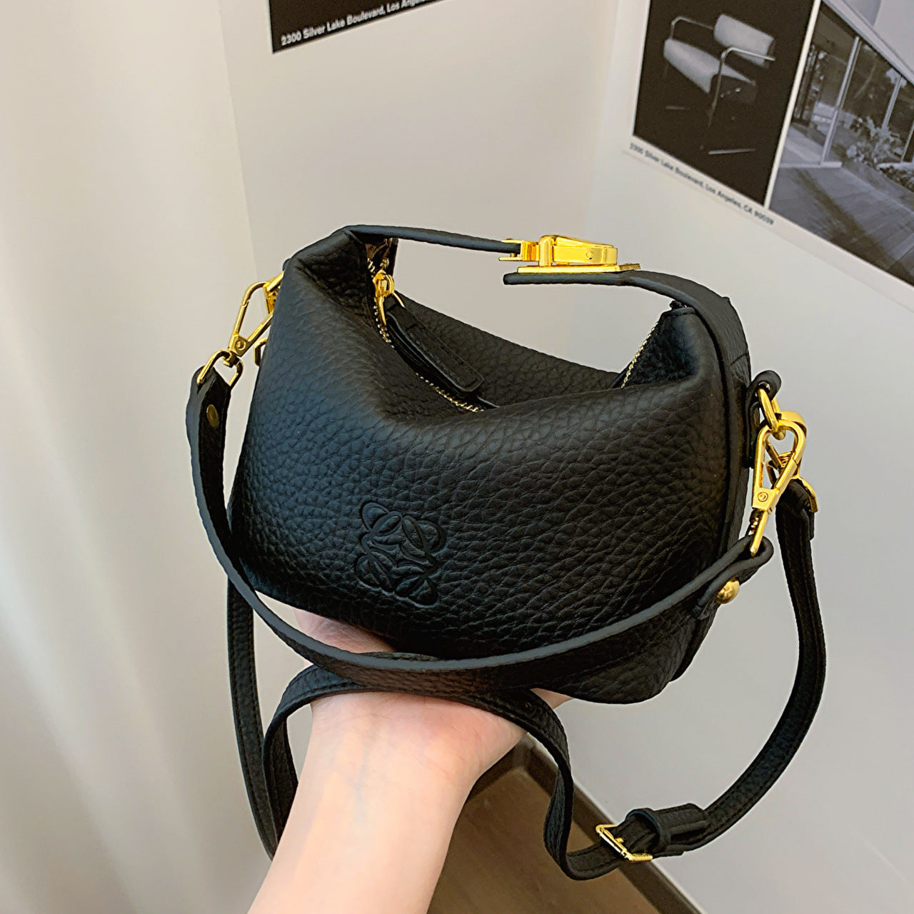 【雑貨】ペブルドレザーショルダーバッグ T01601