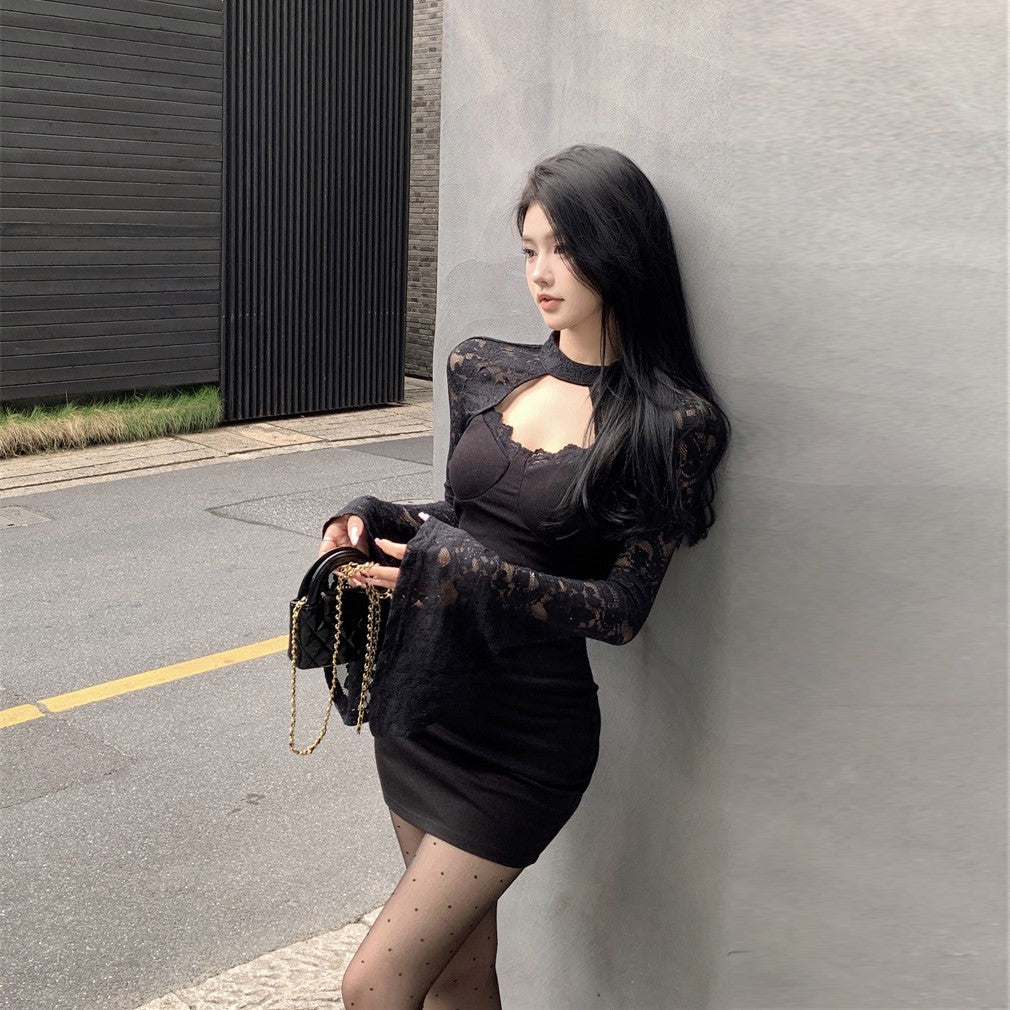 【Dress】レース切替ワンピース Z8152