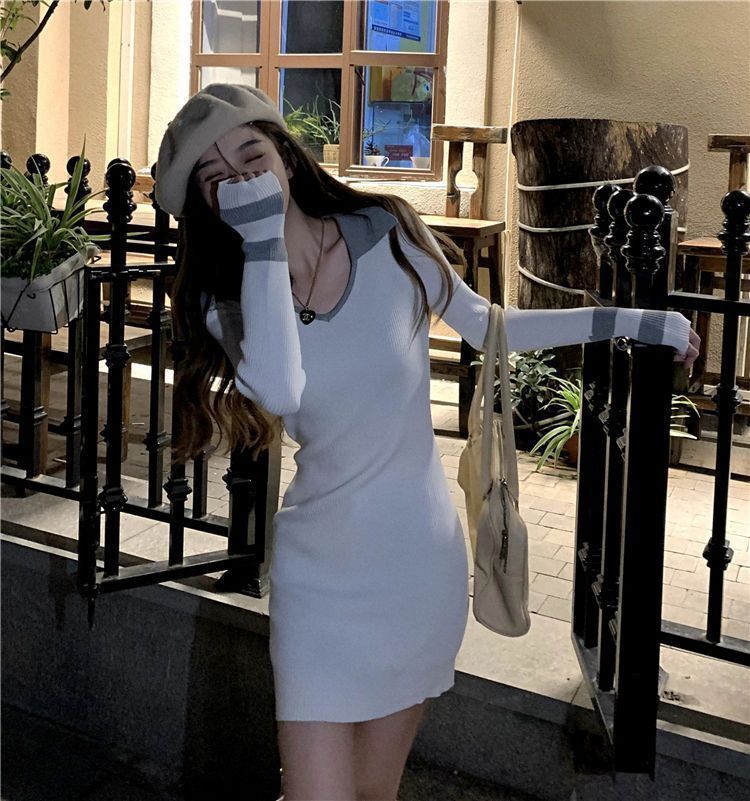 【Dress】配色タイトワンピース W13690