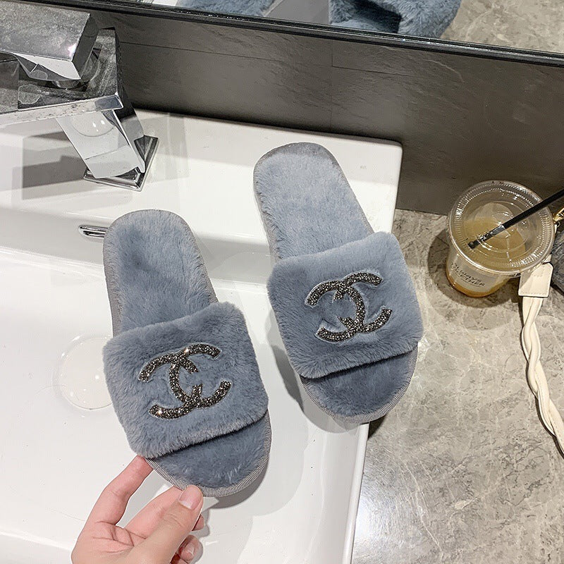 【Shoes】5㎝厚底ファースリッパ W13388