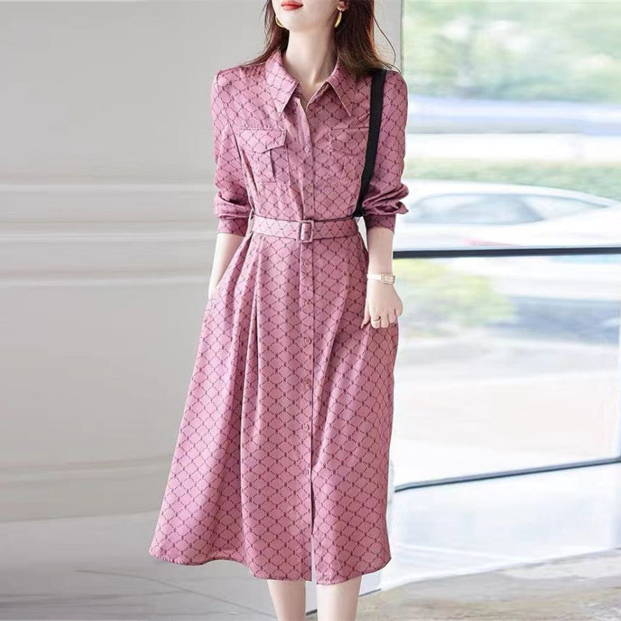 【Dress】プリントシャツワンピース W9320