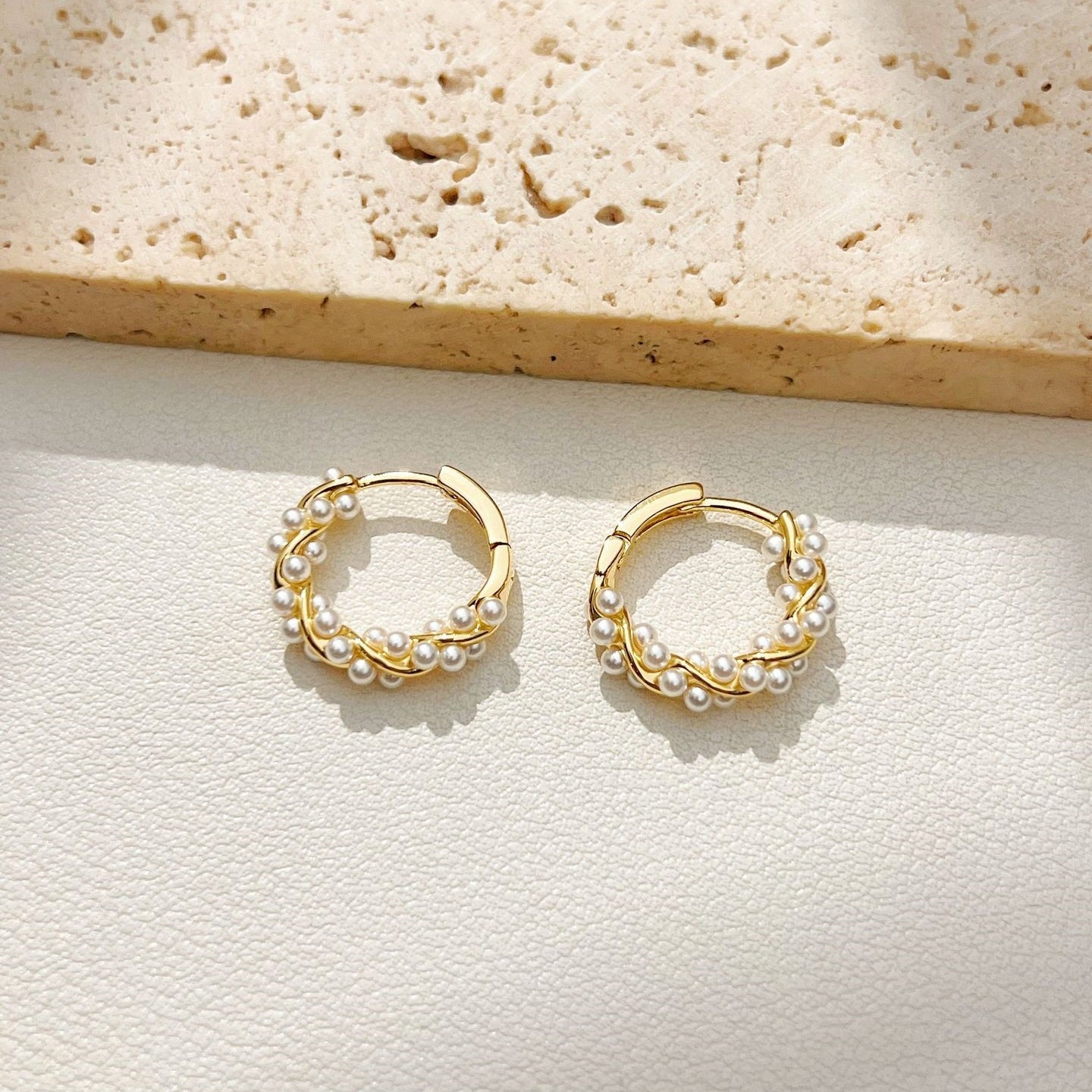 【雑貨】真珠丸型フープピアス T01747