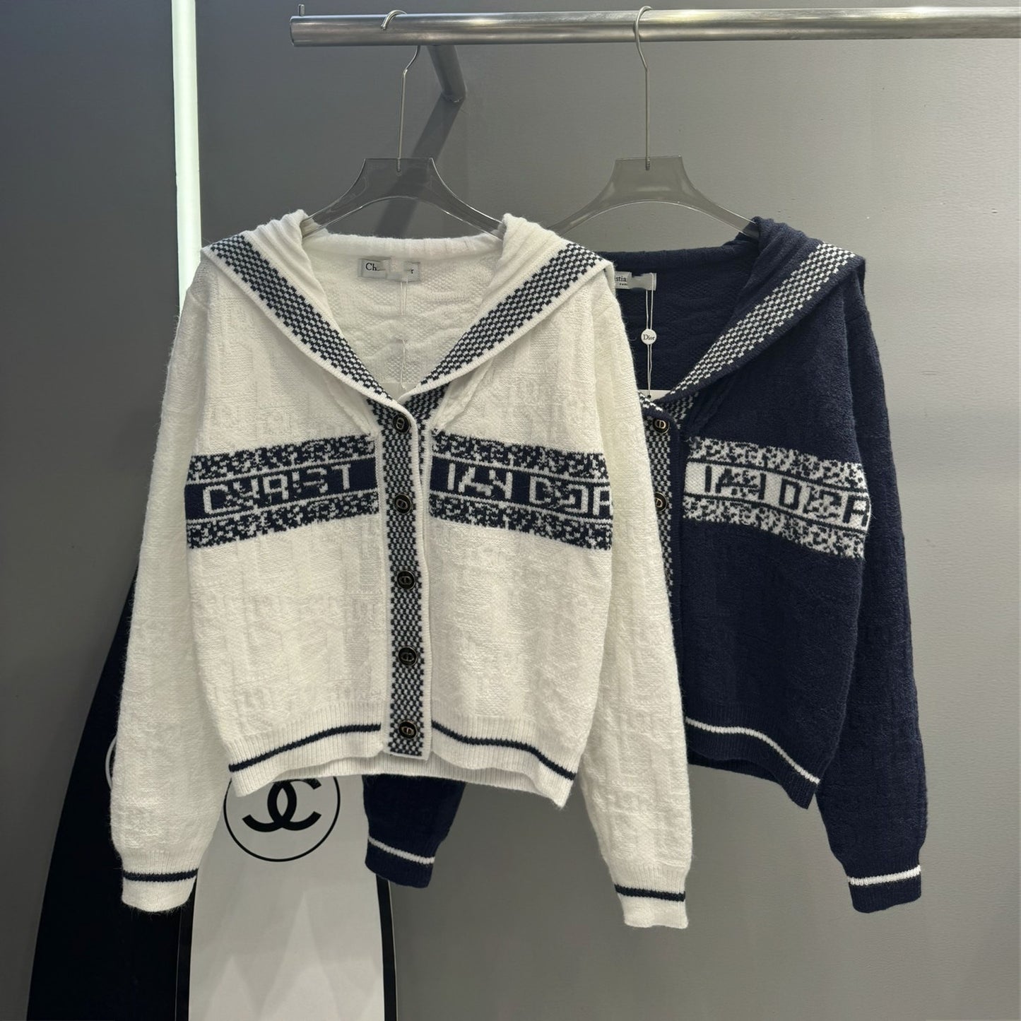 【Outer】ネイビーカラーカーディガン W14420