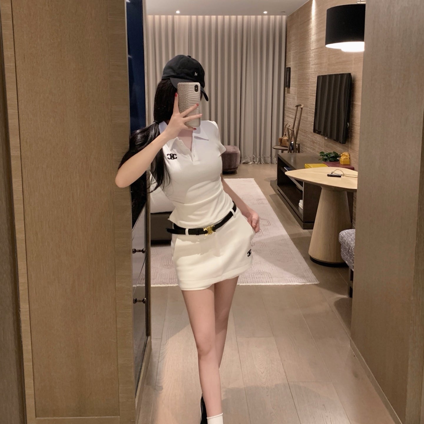 【Set】刺繡ロゴTシャツ+ショートパンツ2点セット T01481