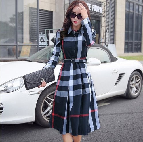 【Dress】チェック柄シャツワンピース W8664