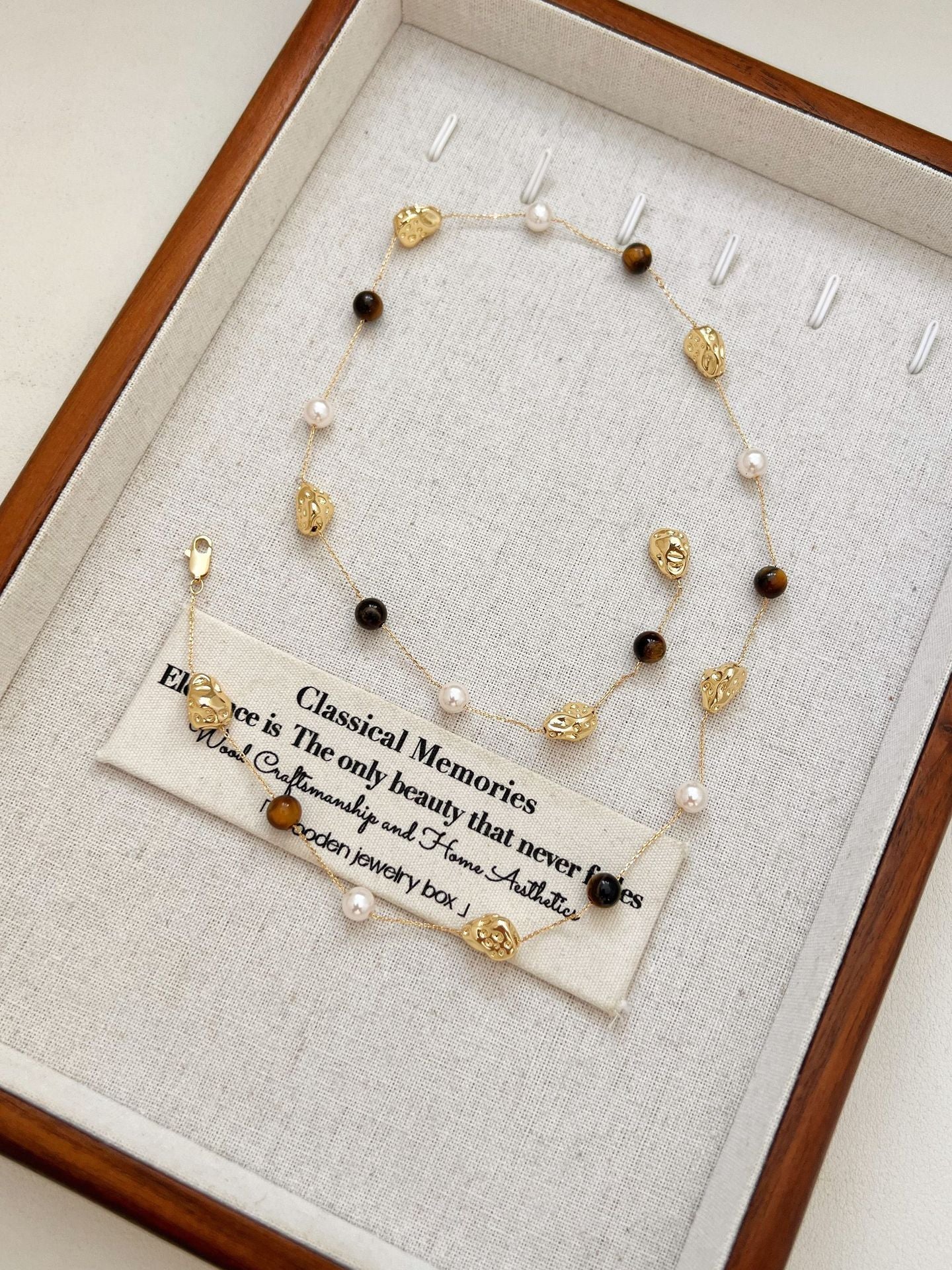 【雑貨】タイガーアイ×真珠 パワーストーンネックレス T01755