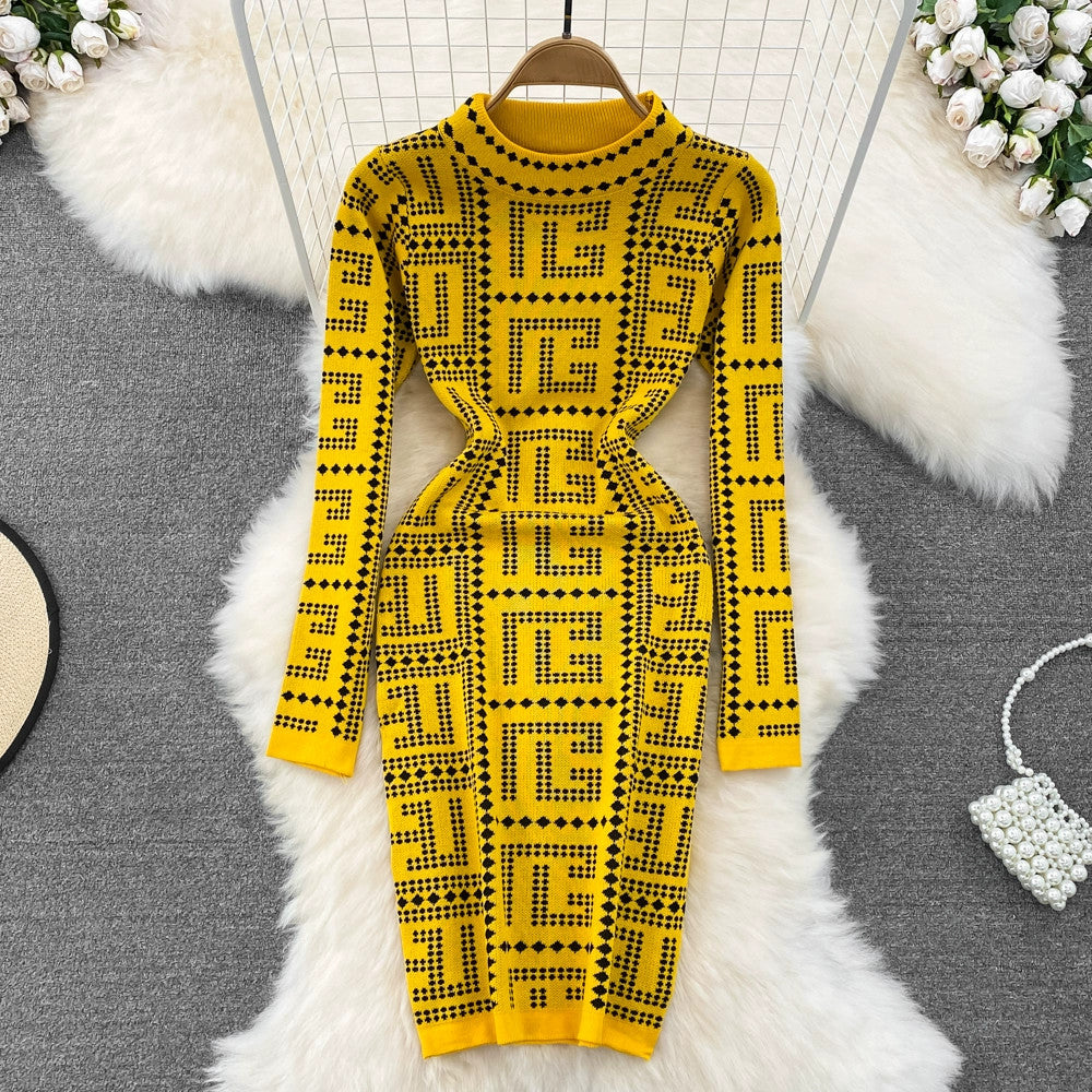 【Dress】新入荷~ジャカードニットワンピース W9222