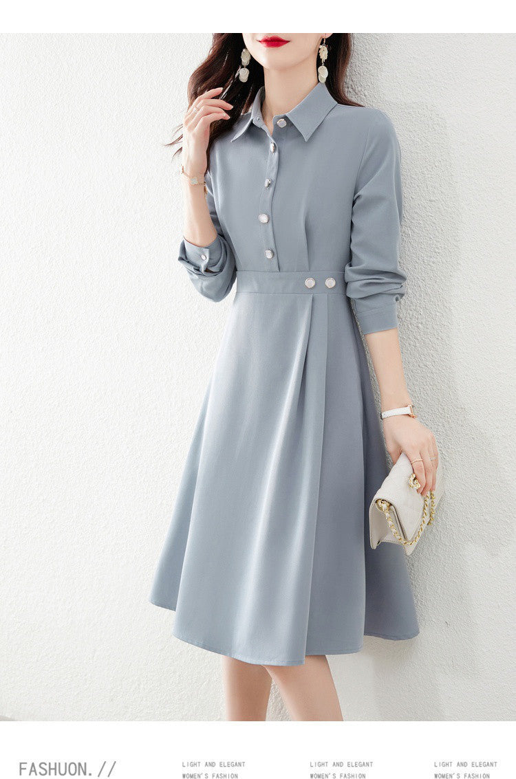 【Dress】新入荷ウエスト絞りシャツワンピース W8627
