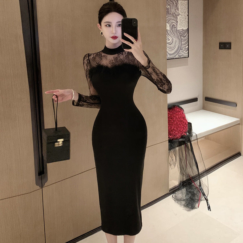 【Dress】レース切替ワンピース Z7690