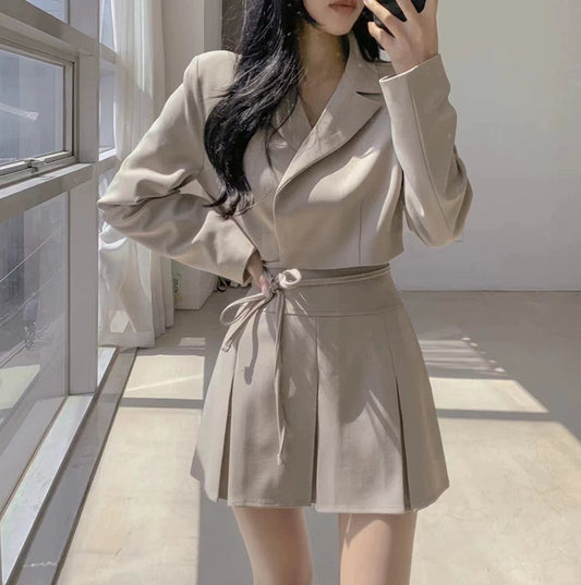 【Set】ジャケット+スカート 2点セット W10876