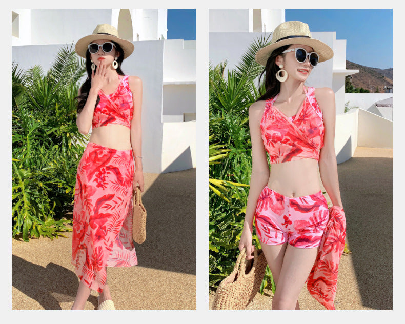 【水着】フラワー水着3点セット W10929