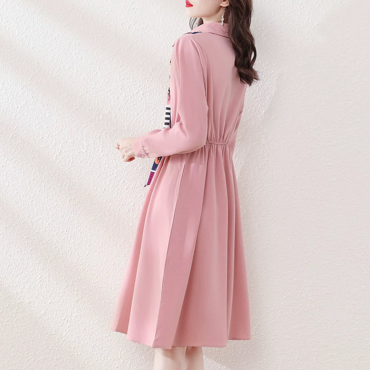 【Dress】切り替えデザインシャツワンピース W8695