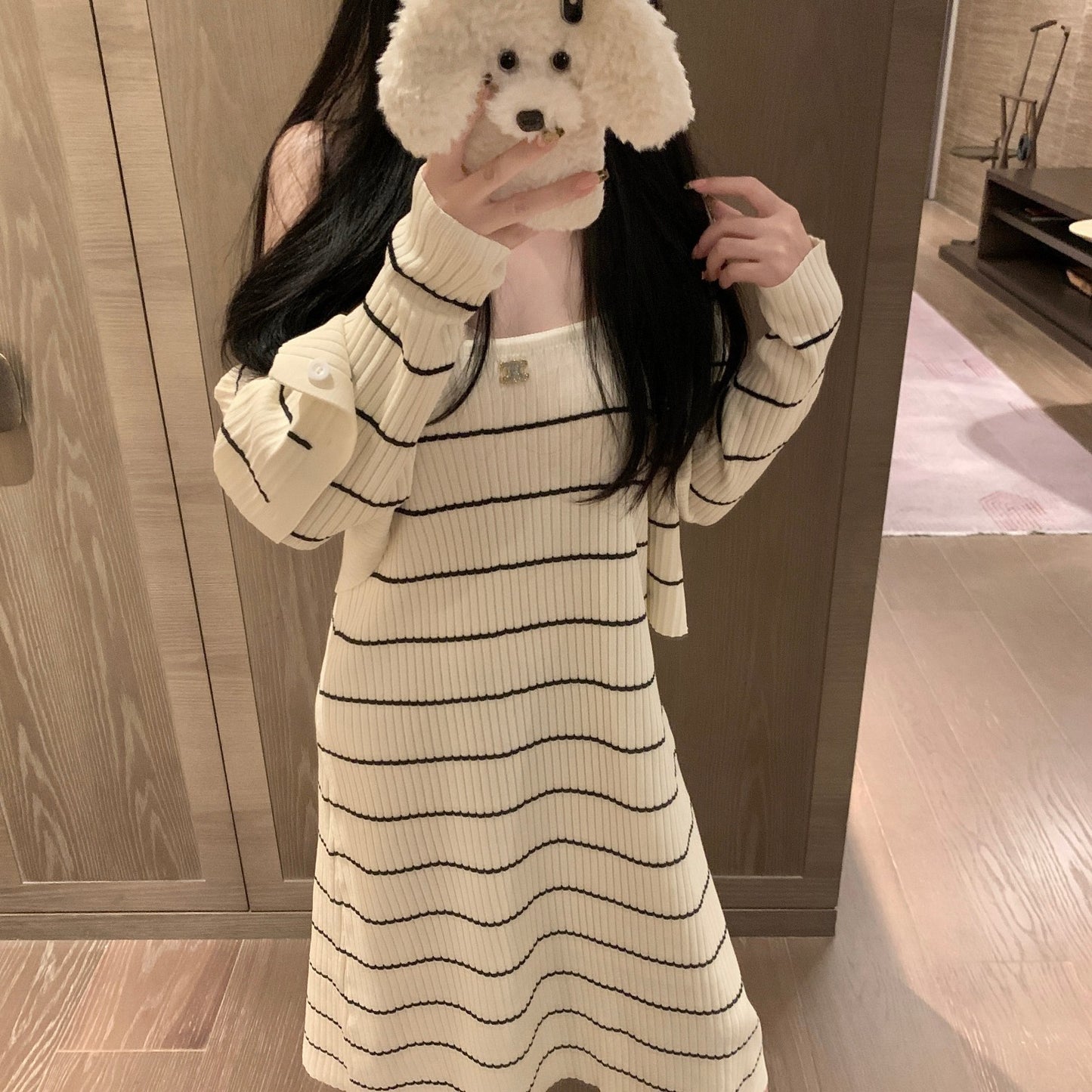 【Set】カーデ+キャミワンピ 2点セット Z7603