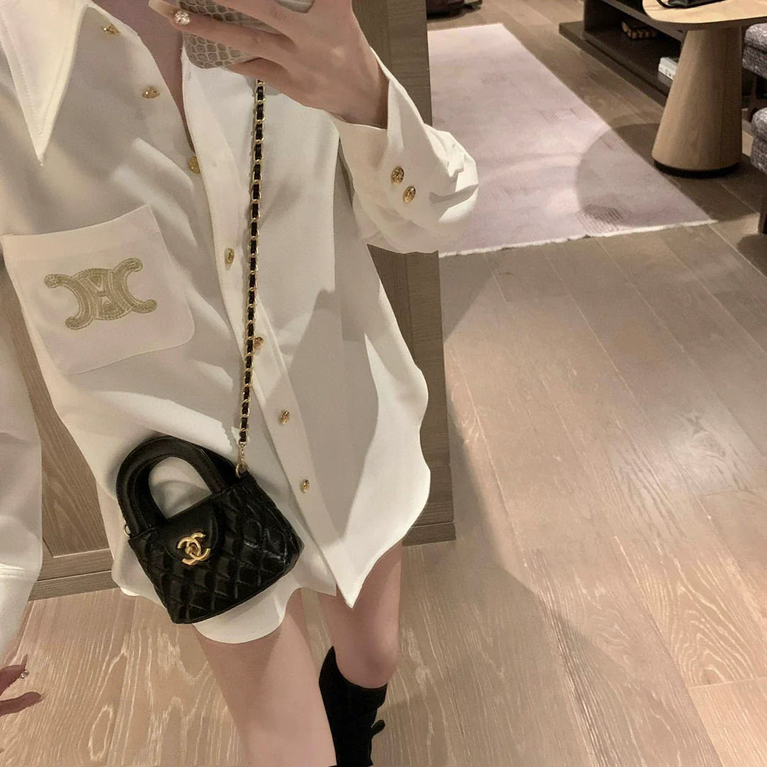【Tops】長袖ゆったりシャツ W11150