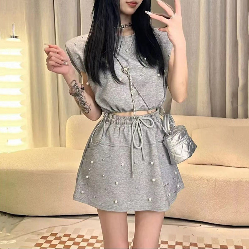 【Set】タンクトップ+スカート2点セット W12407