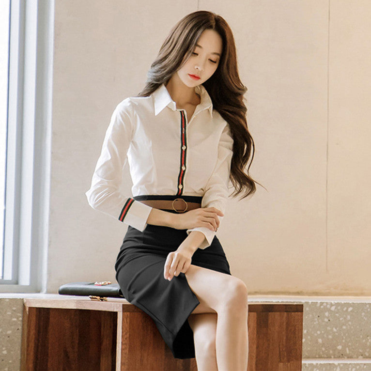 【Set】通勤2点セット シャツ + スカート   W9967