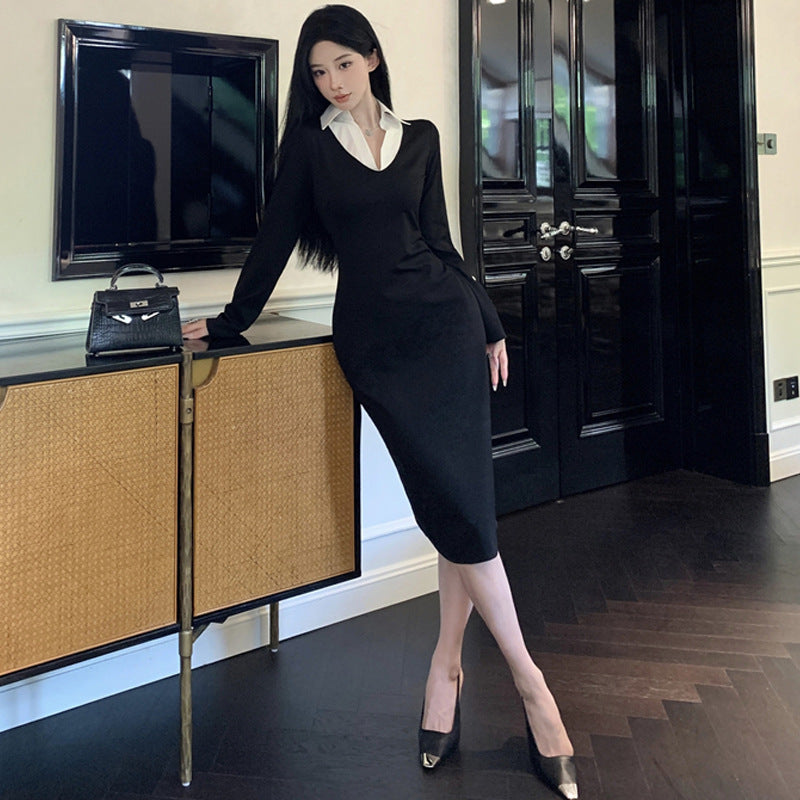 【Dress】配色タイトワンピース Z7691