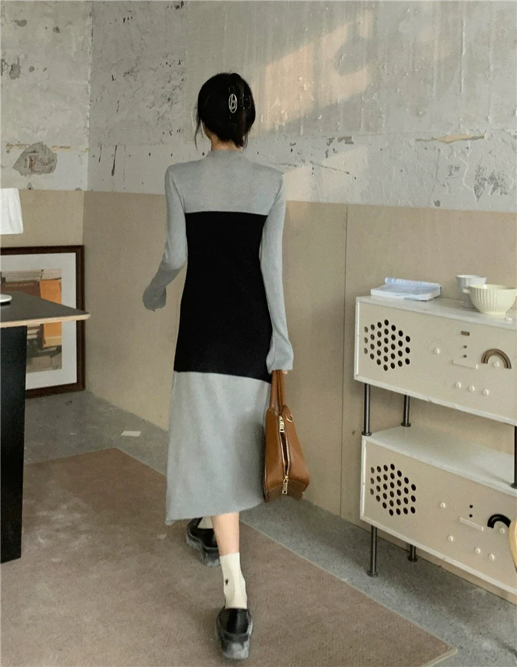 【Dress】新作アイテム~切り替えデザインニットワンピース W9571