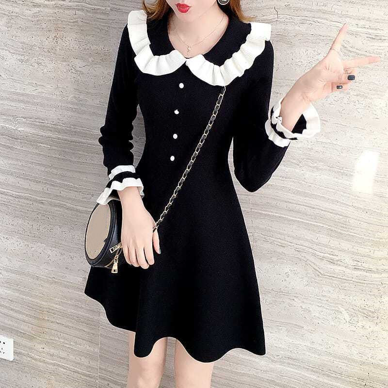 【Dress】ドールカラーニットワンピース W10295