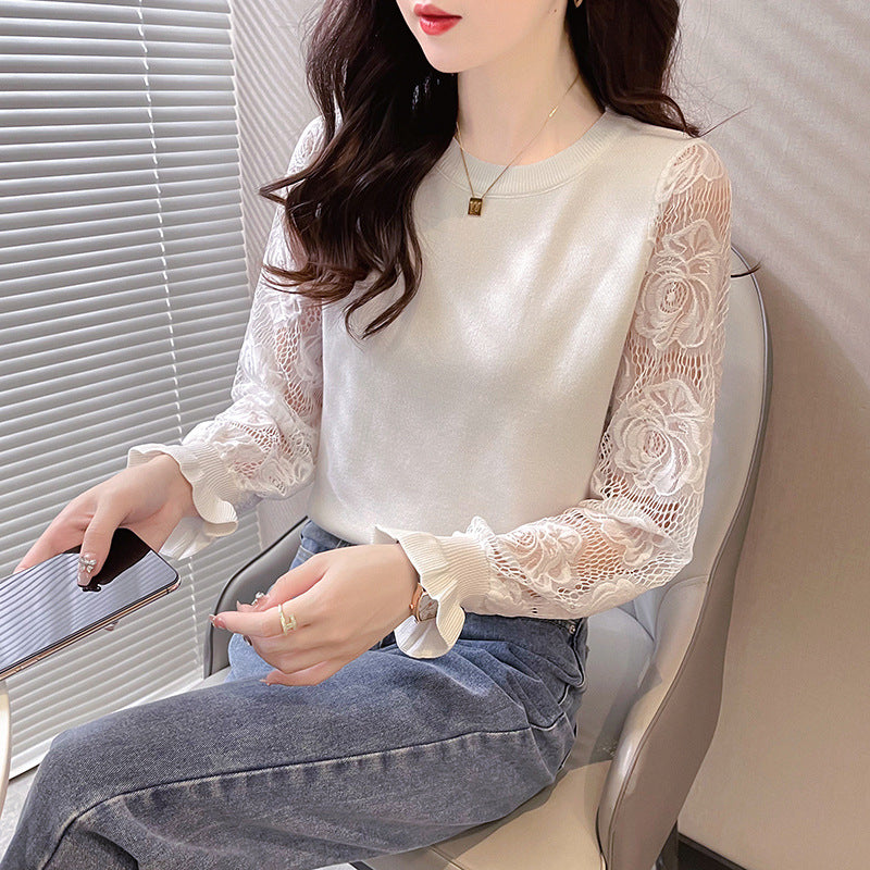 【Tops】レース切替ニットセーター Z7678