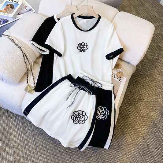 【Set】Tシャツ+パンツカジュアルセットアップ W11768