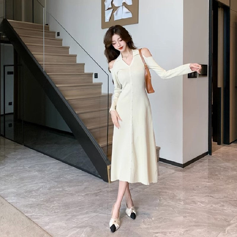【Dress】肩見せニットワンピース Z8367