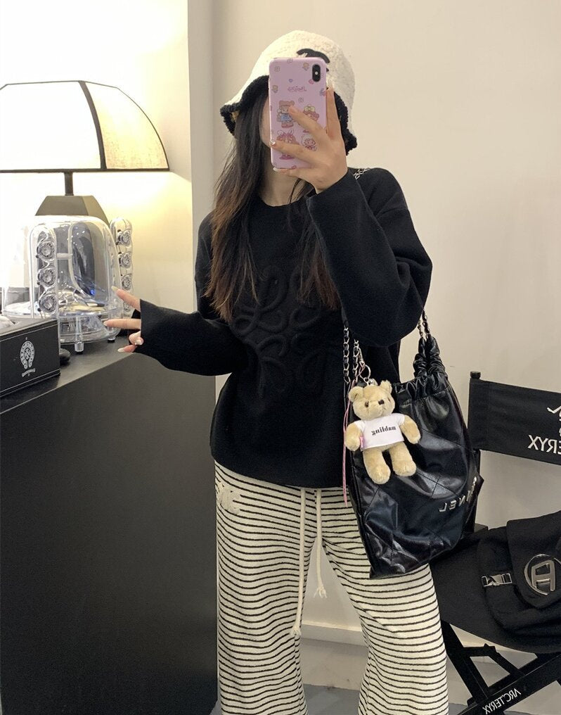 【Tops】2色展開カジュアルニット W12430