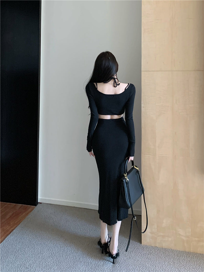 【Dress】ウエスト透かし彫りワンピース Z7881