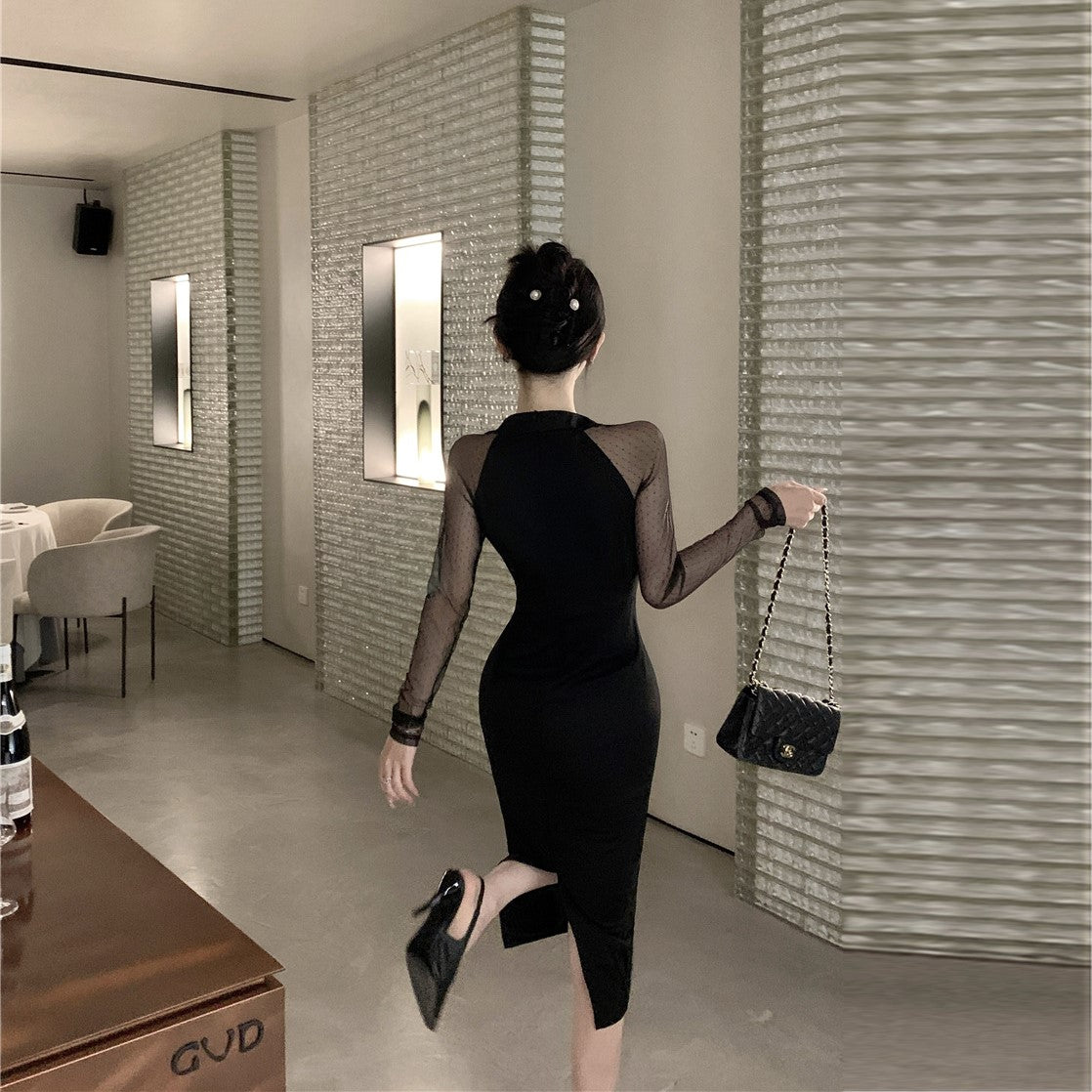 【Dress】タイトワンピース黒 Z7563