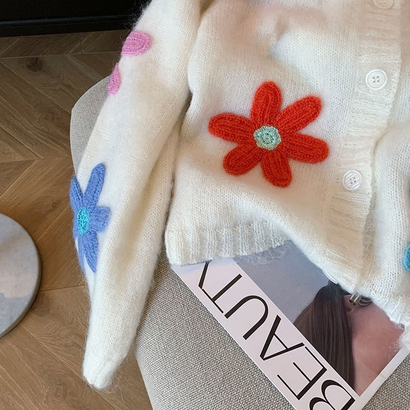 【Outer】可愛いフラワーカーディガン W13428