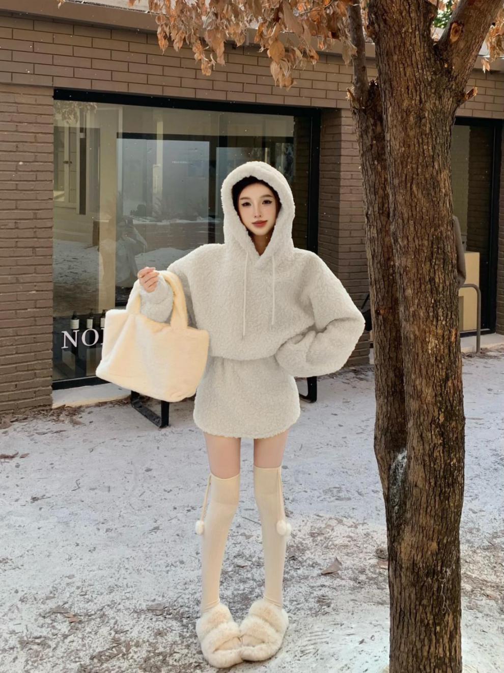 【Set】フーディー+スカート ラムウールセット Z7737