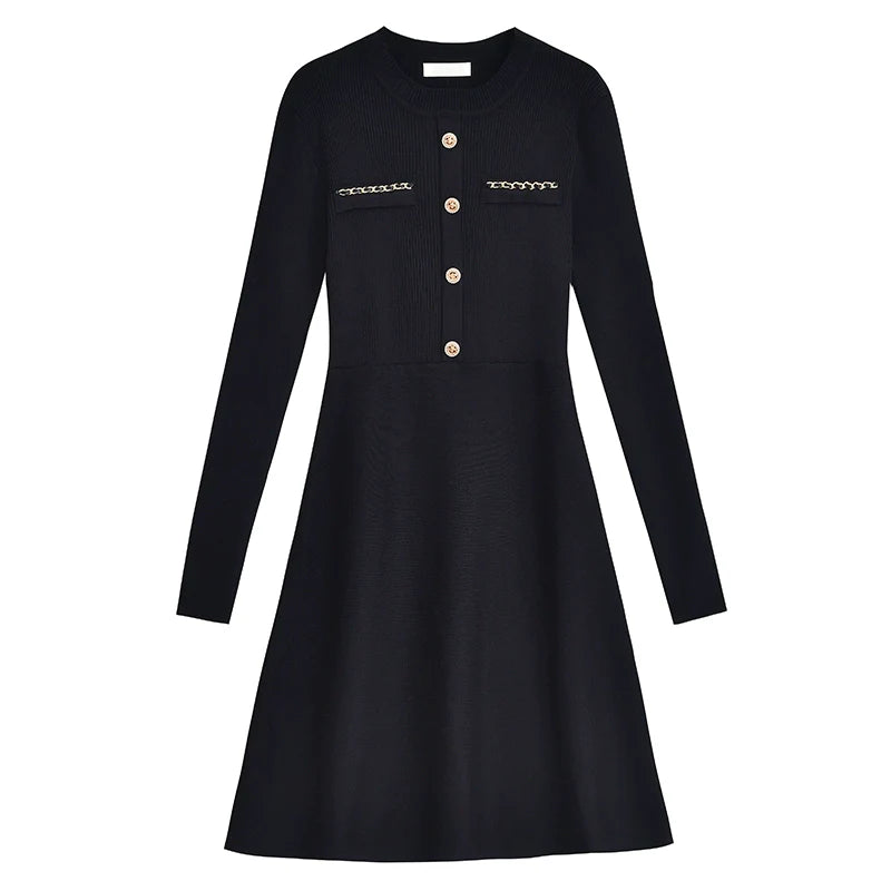 【Dress】Aラインニットワンピース W9941