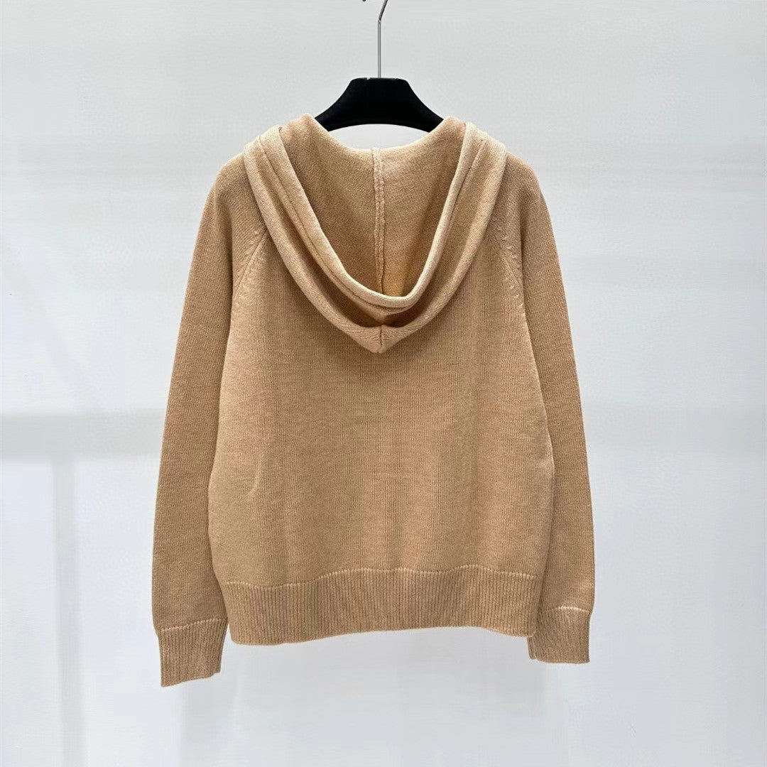 【Tops】フード付きニットセーター W14724