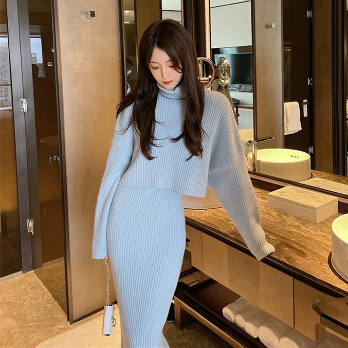 【Set】ニット2点セット トップス+ワンピース W7954