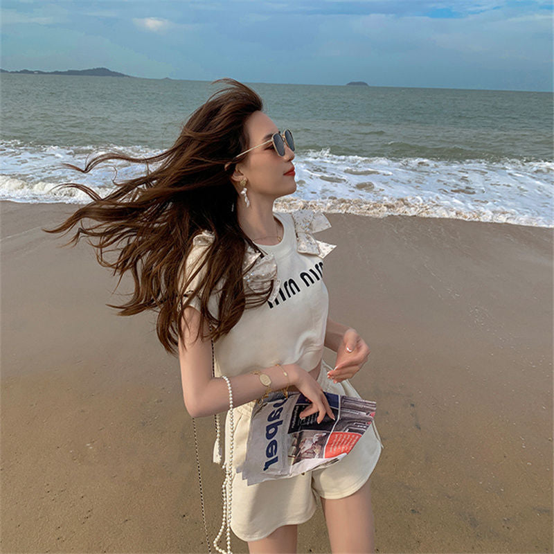 【Set】Tシャツ + ショートパンツ 2点セット Z6801