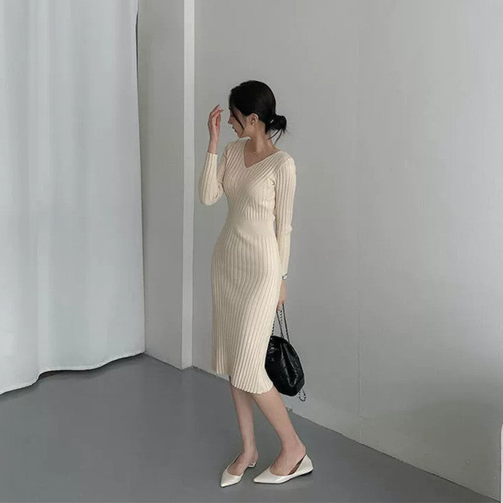 【Dress】シンプルニットワンピース W9684