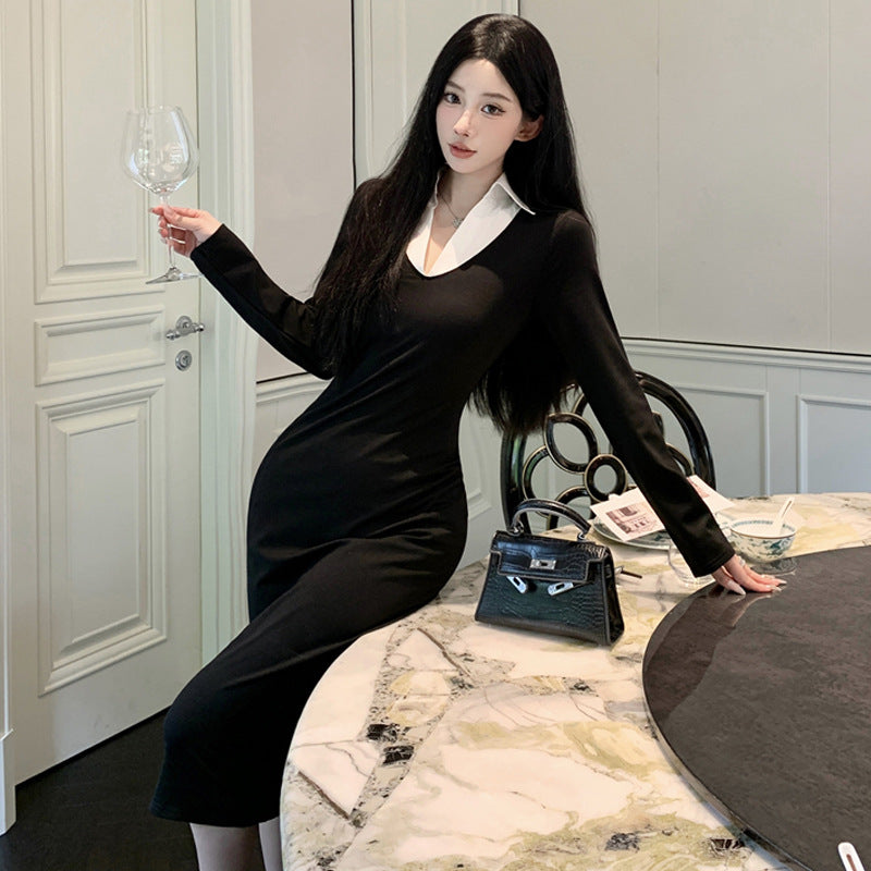 【Dress】配色タイトワンピース Z7691