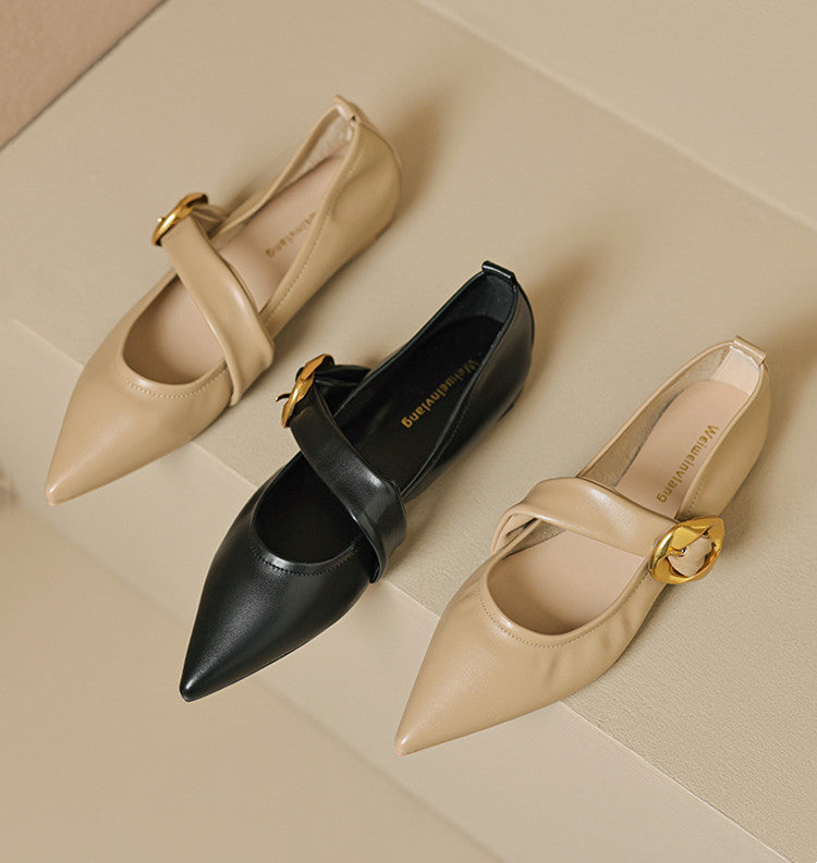 【Shoes】春秋レトロフラットシューズ W13900