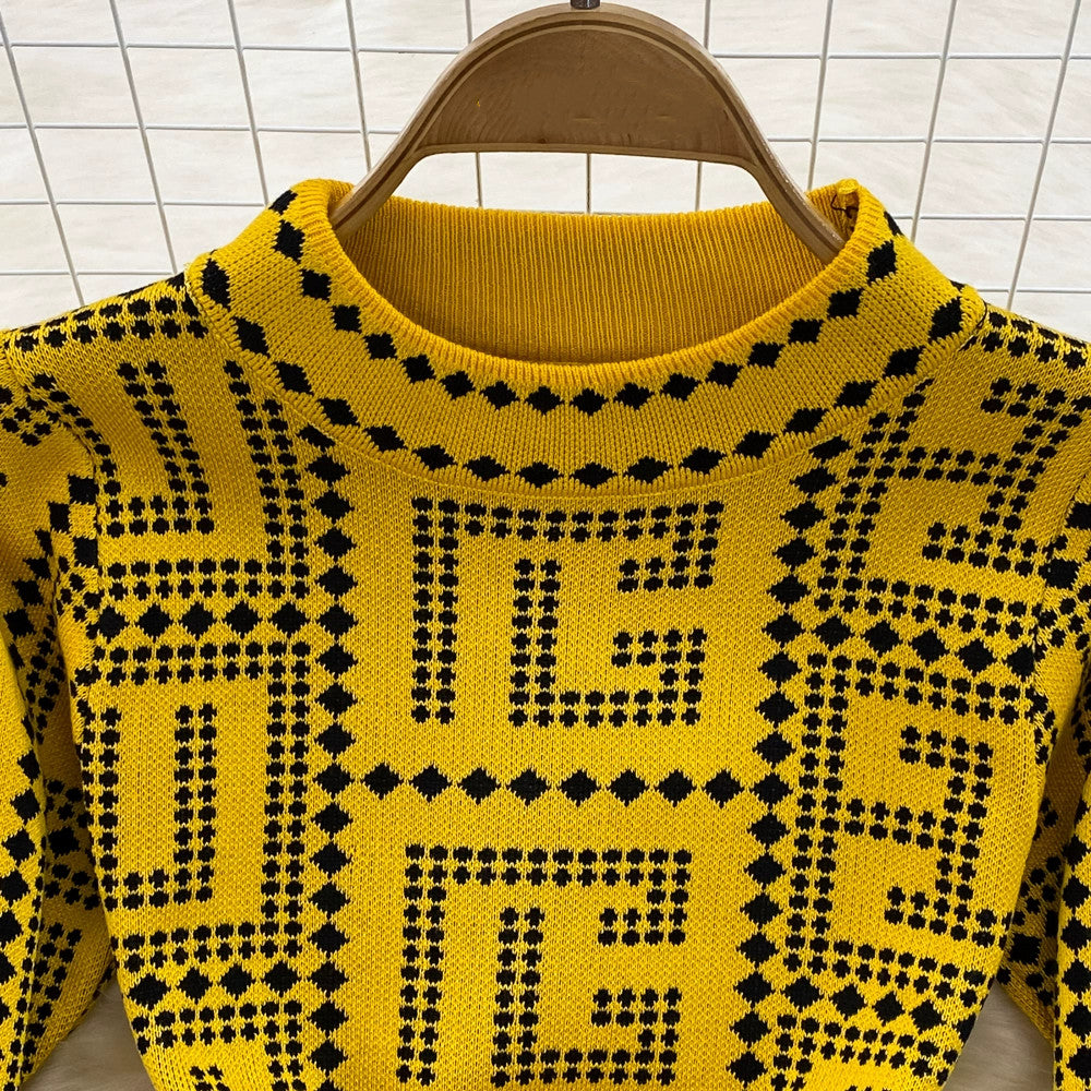 【Dress】新入荷~ジャカードニットワンピース W9222