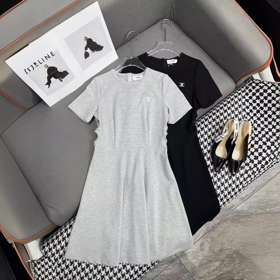 【Dress】ウエスト透かし彫りワンピース W11964