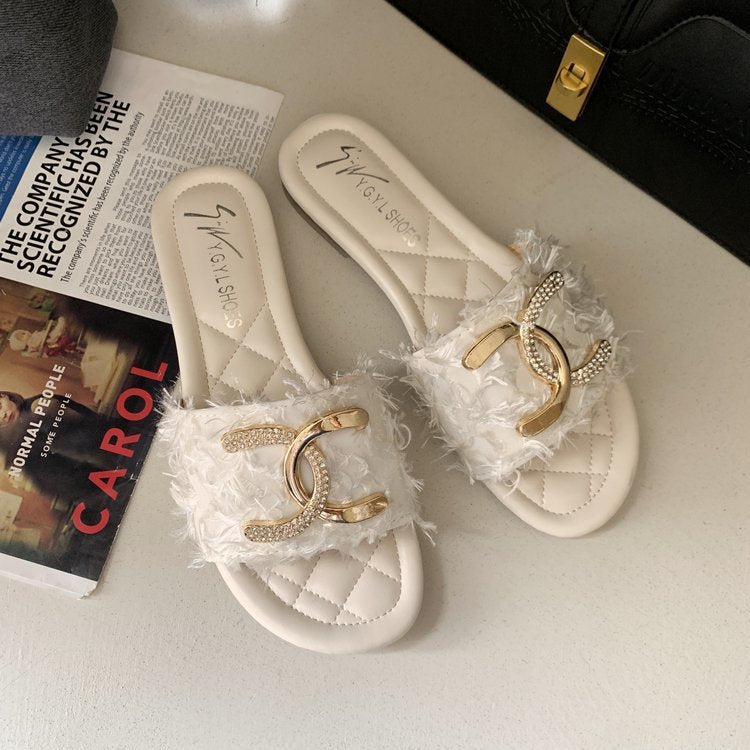 【Shoes】2色展開タッセルスリッパ W11093