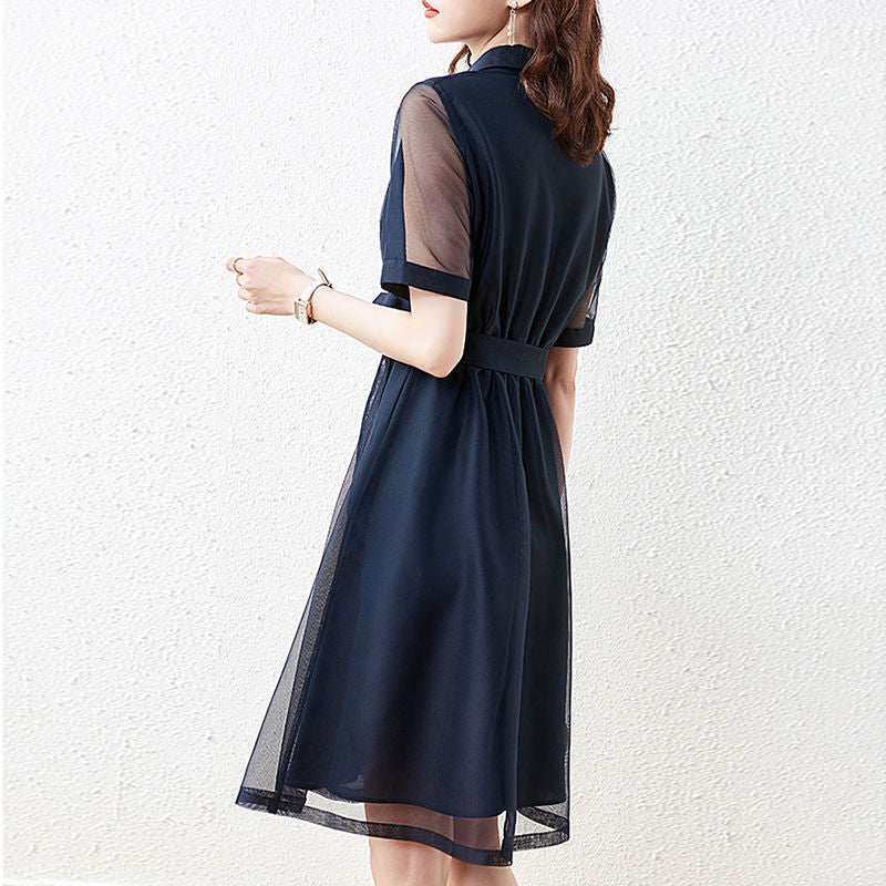 【Dress】新作アイテム~フェミニン無地Aライン透け感シャツワンピース Z-5503