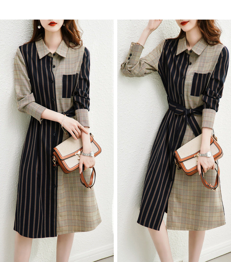 【Dress】切り替えデザインシャツワンピース W8628
