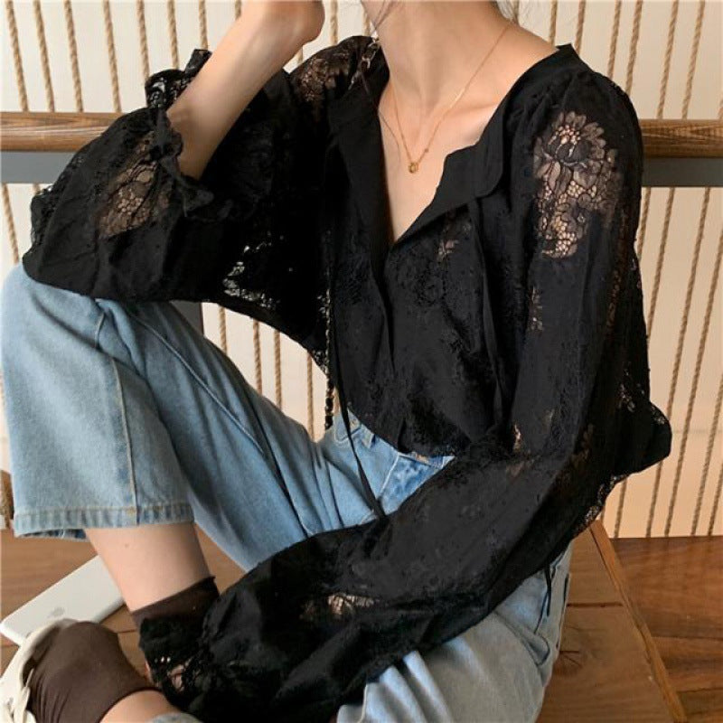 【Tops】ゆったり春秋レースシャツ Z7119