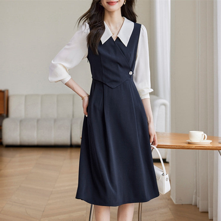 【Dress】切り替えデザインシャツワンピース W9317