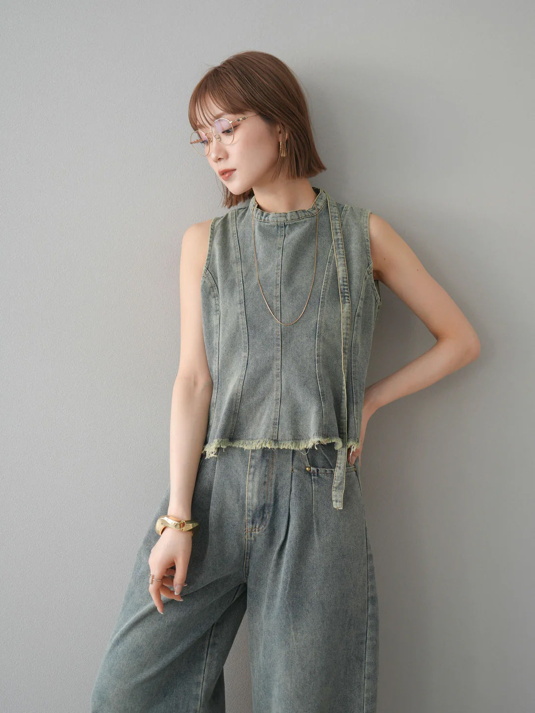 【Set】ファッションデニム2点セットT01695
